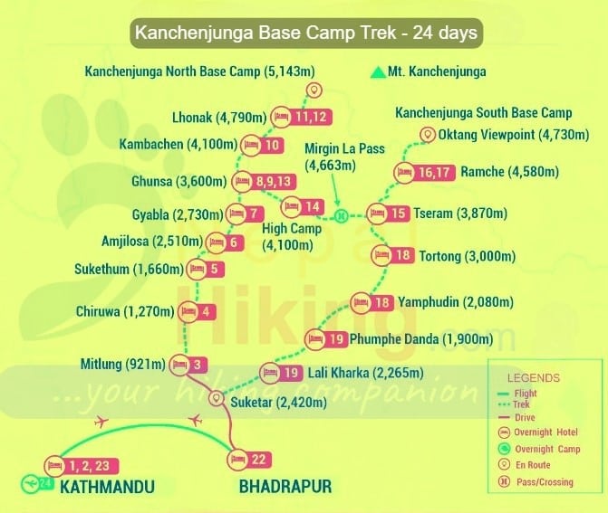 Kanchenjunga Base Camp Map