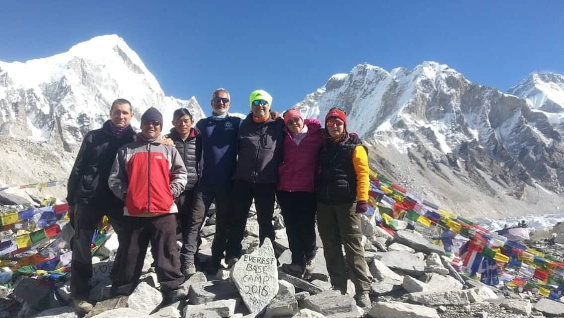 Trekkers with our guide at the trek route to Everest Base Camp